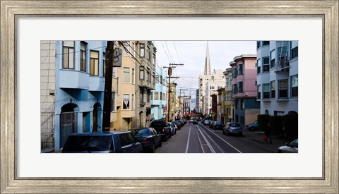 Framed Cars parked on the street, Transamerica Pyramid, Washington Street, San Francisco, California, USA Print