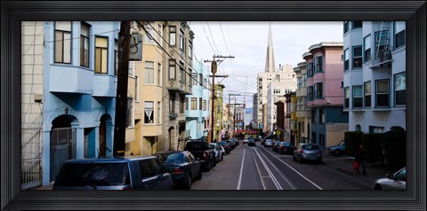 Framed Cars parked on the street, Transamerica Pyramid, Washington Street, San Francisco, California, USA Print