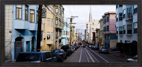 Framed Cars parked on the street, Transamerica Pyramid, Washington Street, San Francisco, California, USA Print
