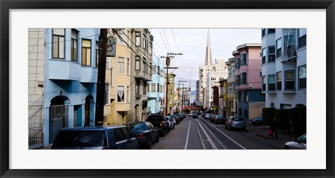 Framed Cars parked on the street, Transamerica Pyramid, Washington Street, San Francisco, California, USA Print