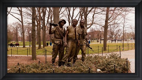 Framed Three Soldiers bronze statues at The Mall, Washington DC, USA Print