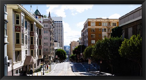 Framed Buildings on both sides of a street, Powell Street, San Francisco, California, USA Print