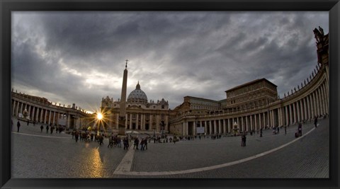 Framed Basilica in the town square at sunset, St. Peter&#39;s Basilica, St. Peter&#39;s Square, Vatican City Print