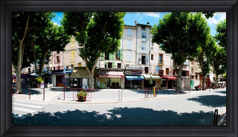 Framed Stores closed during lunch hour along the Rue Du Marche, Riez, Alpes-de-Haute-Provence, Provence-Alpes-Cote d&#39;Azur, France Print