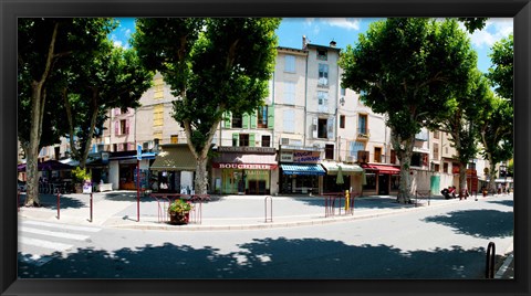Framed Stores closed during lunch hour along the Rue Du Marche, Riez, Alpes-de-Haute-Provence, Provence-Alpes-Cote d&#39;Azur, France Print