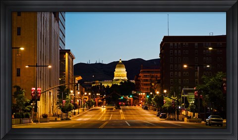 Framed Utah State Capitol Building at Night, Salt Lake City, Utah Print