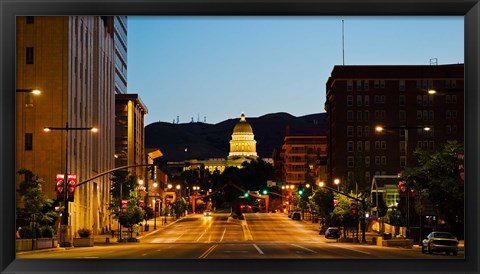 Framed Utah State Capitol Building at Night, Salt Lake City, Utah Print