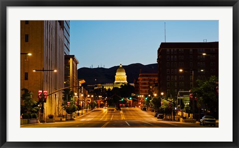 Framed Utah State Capitol Building at Night, Salt Lake City, Utah Print