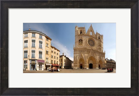 Framed Cathedral in a city, St. Jean Cathedral, Lyon, Rhone, Rhone-Alpes, France Print
