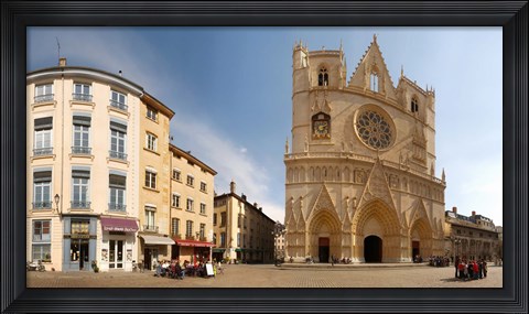 Framed Cathedral in a city, St. Jean Cathedral, Lyon, Rhone, Rhone-Alpes, France Print
