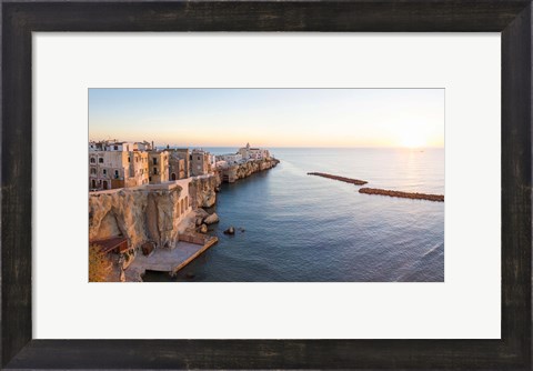 Framed Town at the waterfront, Vieste, Gargano, Foggia Province, Puglia, Italy Print
