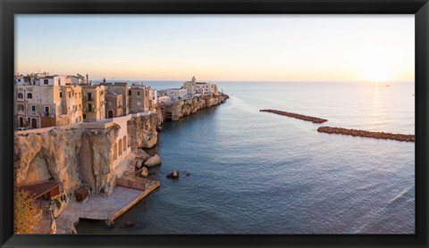 Framed Town at the waterfront, Vieste, Gargano, Foggia Province, Puglia, Italy Print