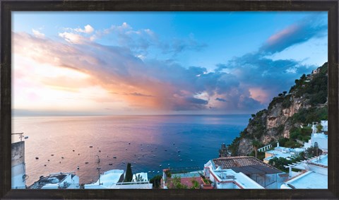 Framed Sunset in Positano, Amalfi Coast, Italy Print
