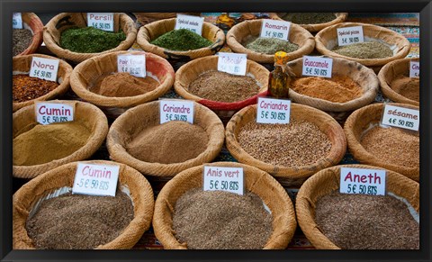 Framed Spices for Sale in a Weekly Market, Arles, Bouches-Du-Rhone, Provence-Alpes-Cote d&#39;Azur, France Print