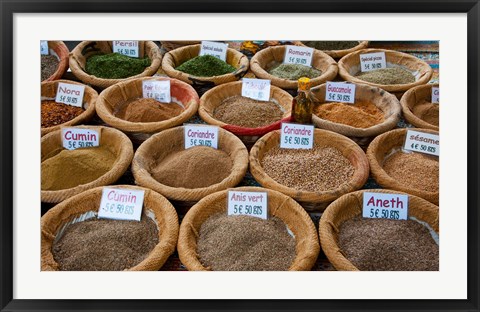 Framed Spices for Sale in a Weekly Market, Arles, Bouches-Du-Rhone, Provence-Alpes-Cote d&#39;Azur, France Print