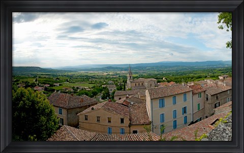 Framed Clouds over a town, Place du Terrail, Bonnieux, Vaucluse, Provence-Alpes-Cote d&#39;Azur, France Print