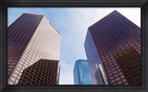 Framed Low angle view of skyscrapers, Wells Fargo Center, California Plaza, Los Angeles, California, USA Print