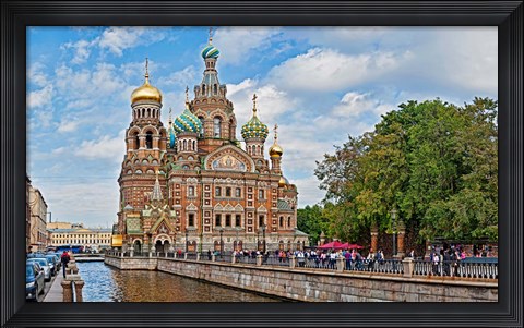 Framed Church in a city, Church Of The Savior On Blood, St. Petersburg, Russia Print