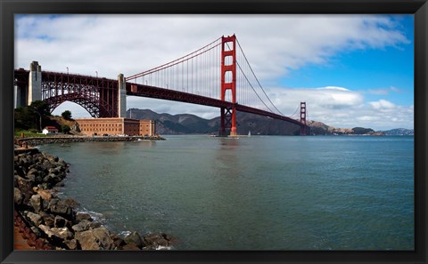 Framed Golden Gate Bridge viewed from Marine Drive at Fort Point Historic Site, San Francisco Bay, San Francisco, California, USA Print