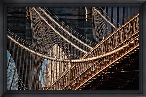 Framed Close-up of the Brooklyn Bridge, New York City, New York State Print