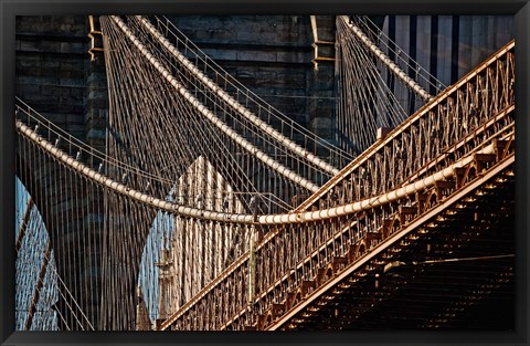 Framed Close-up of the Brooklyn Bridge, New York City, New York State Print