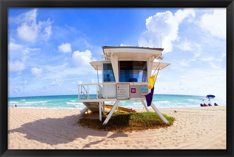 Framed Lifeguard hut on the beach, Fort Lauderdale, Florida, USA Print