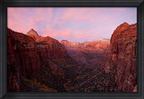 Framed Zion Canyon at sunset, Zion National Park, Springdale, Utah, USA Print