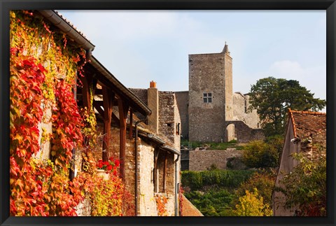 Framed Castle on a hill, Brancion, Maconnais, Saone-et-Loire, Burgundy, France Print