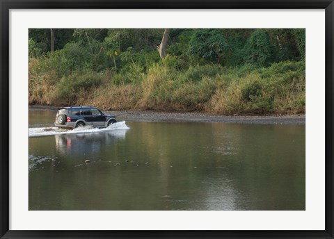 Framed Sports utility vehicle crossing a river, Ora River, Playa Carrillo, Guanacaste, Costa Rica Print