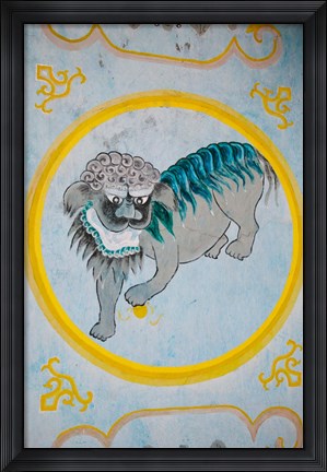 Framed Tiger mural on a temple wall, Mingshan, Fengdu Ghost City, Fengdu, Yangtze River, Chongqing Province, China Print