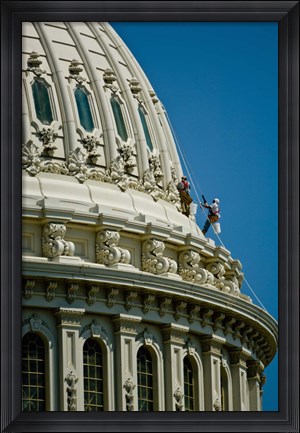 Framed Workers on a government building dome, State Capitol Building, Washington DC, USA Print