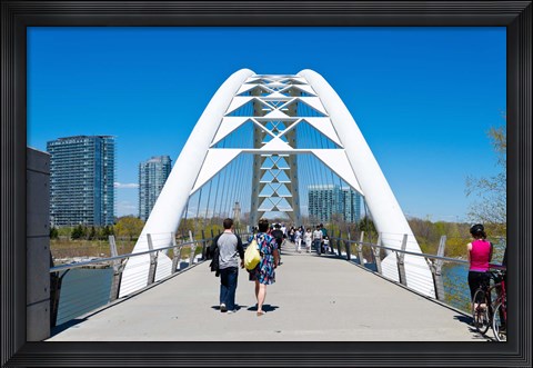 Framed People strolling on Humber Bay Arch Bridge, Toronto, Ontario, Canada Print