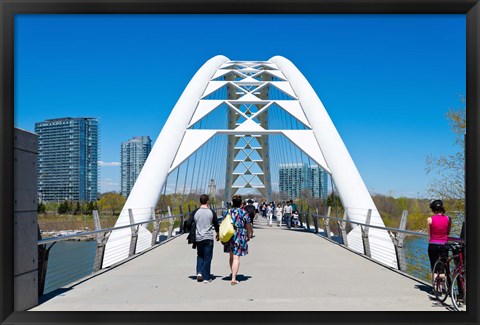 Framed People strolling on Humber Bay Arch Bridge, Toronto, Ontario, Canada Print