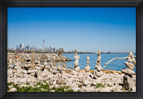 Framed Rock stacks with skylines in the background, Toronto, Ontario, Canada 2013 Print