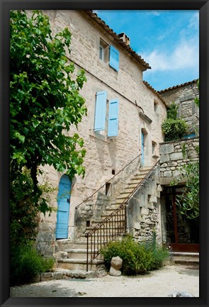 Framed Staircase of an old house, Lacoste, Vaucluse, Provence-Alpes-Cote d&#39;Azur, France Print