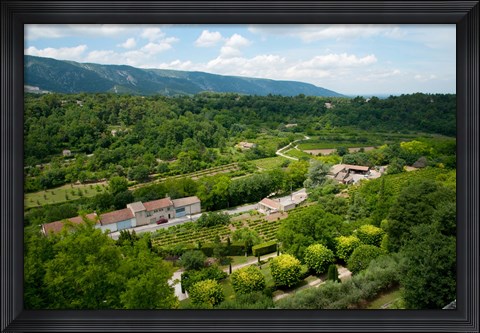 Framed Aerial view of a plant nursery, Menerbes, Vaucluse, Provence-Alpes-Cote d&#39;Azur, France Print