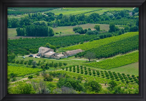 Framed Farmhouse in a field, Lacoste, Vaucluse, Provence-Alpes-Cote d&#39;Azur, France Print