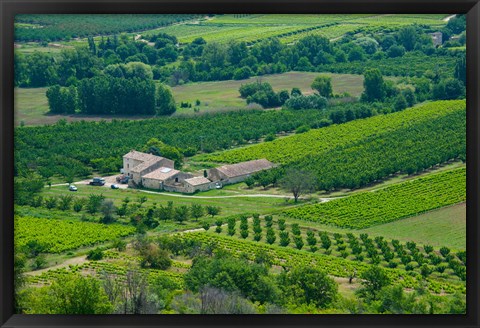 Framed Farmhouse in a field, Lacoste, Vaucluse, Provence-Alpes-Cote d&#39;Azur, France Print