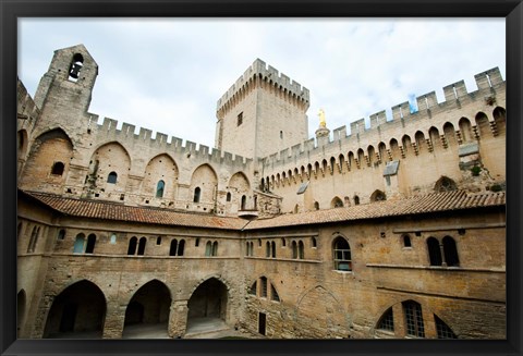 Framed Courtyard of a palace, Palais des Papes, Avignon, Vaucluse, Provence-Alpes-Cote d&#39;Azur, France Print