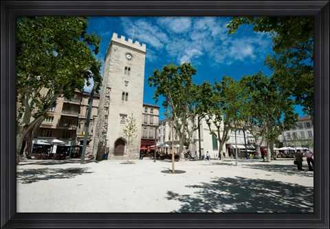 Framed Buildings in a town, Place Saint-Jean le Vieux, Avignon, Vaucluse, Provence-Alpes-Cote d&#39;Azur, France Print