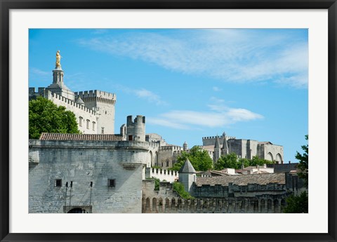 Framed Low angle view of city walls, Pont Saint-Benezet, Rhone River, Avignon, Vaucluse, Provence-Alpes-Cote d&#39;Azur, France Print