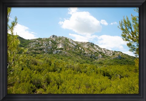 Framed Low angle view of mountains, Alpilles, D25, Eyguieres, Bouches-Du-Rhone, Provence-Alpes-Cote d&#39;Azur, France Print
