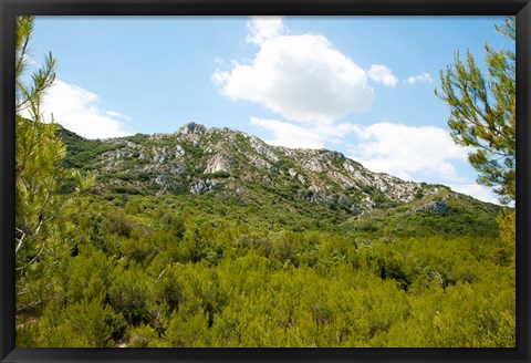 Framed Low angle view of mountains, Alpilles, D25, Eyguieres, Bouches-Du-Rhone, Provence-Alpes-Cote d&#39;Azur, France Print