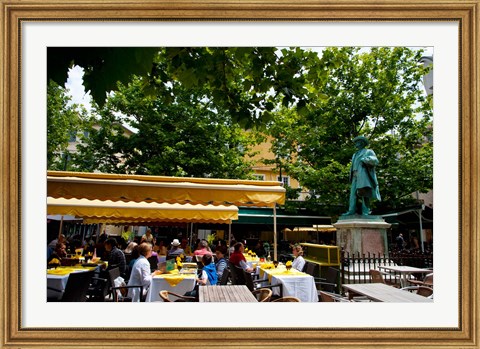 Framed People in a restaurant, Place Du Forum, Arles, Bouches-Du-Rhone, Provence-Alpes-Cote d&#39;Azur, France Print