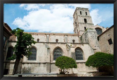 Framed Low angle view of a bell tower, Church Of St. Trophime, Arles, Bouches-Du-Rhone, Provence-Alpes-Cote d&#39;Azur, France Print