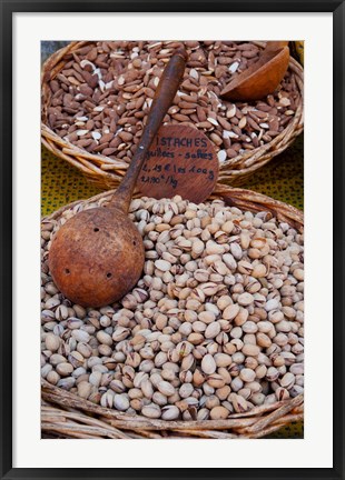 Framed Pistachios for sale at weekly market, St.-Remy-de-Provence, Bouches-Du-Rhone, Provence-Alpes-Cote d&#39;Azur, France Print