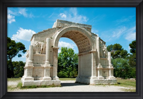 Framed Roman triumphal arch at Glanum, St.-Remy-De-Provence, Bouches-Du-Rhone, Provence-Alpes-Cote d&#39;Azur, France Print