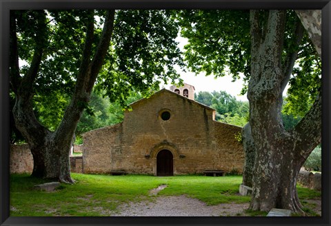 Framed Facade of an old church, Vaugines, Vaucluse, Provence-Alpes-Cote d&#39;Azur, France Print