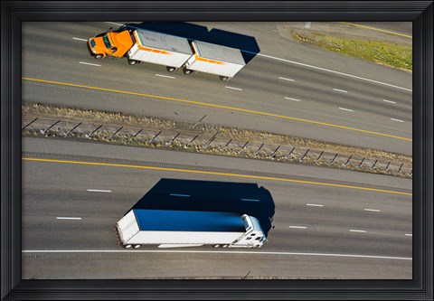 Framed Trucks moving on a highway, Interstate 80, Park City, Utah, USA Print