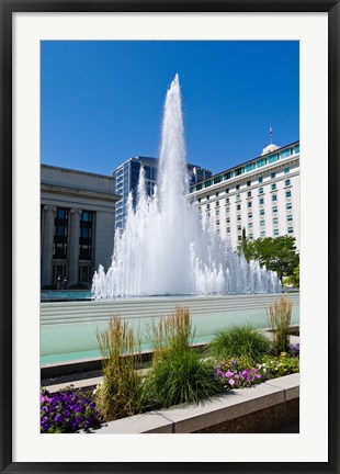 Framed Fountain at the Temple Square, Salt Lake City, Utah, USA Print